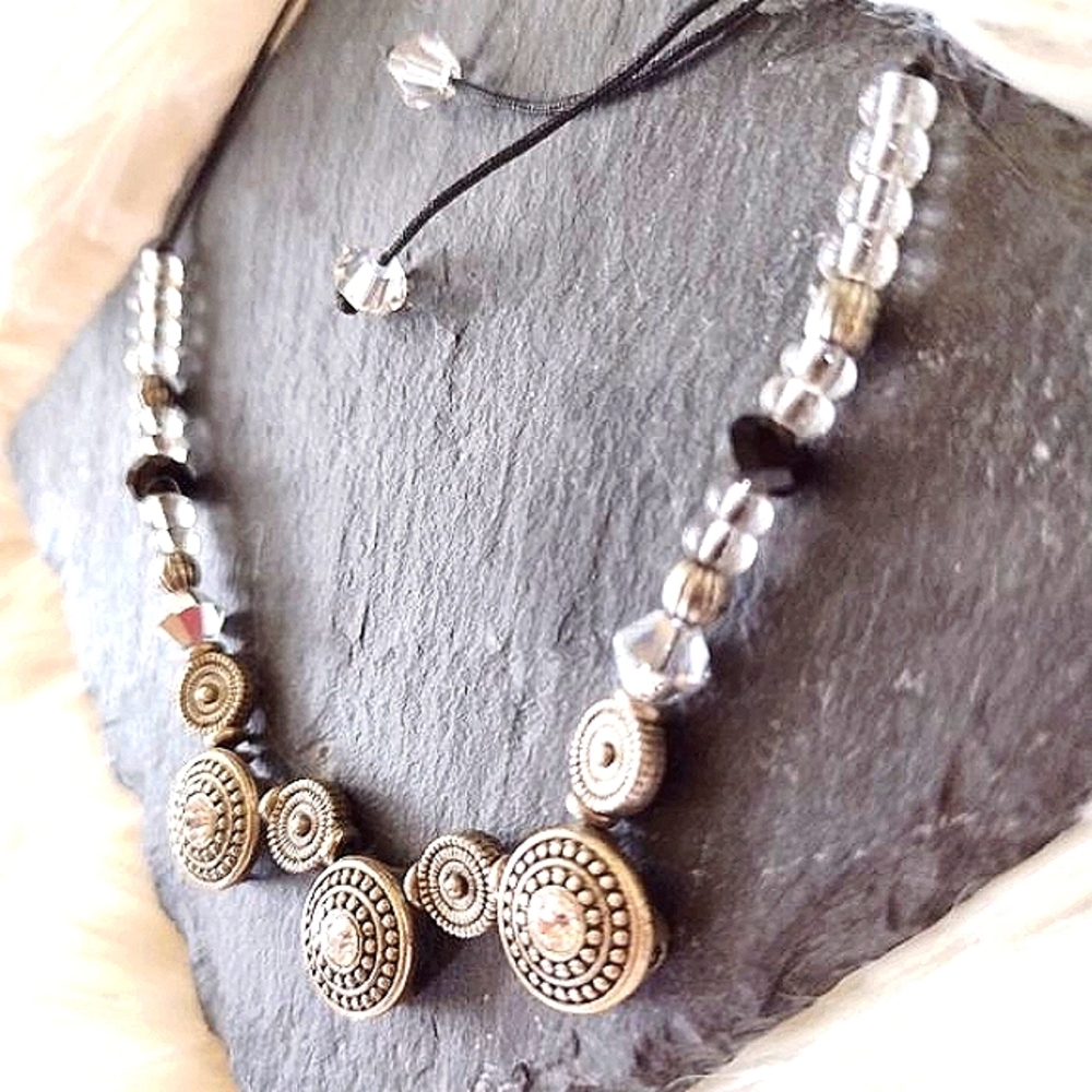 Handmade Necklace With Adjustable Black Band